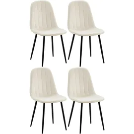 CLP 4er Set Esszimmerstuhl Baxter Samt I Gesteppter Küchenstuhl I Polsterstuhl Mit Metall-Gestell