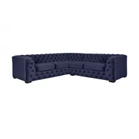Chesterfield-Sofa "KALINA L-Form", blau (dunkelblau), B:247cm H:67cm T:227cm, 100% Polyester, GUIDO MARIA KRETSCHMER HOME & LIVING, Sofas, hochwertige Chesterfield-Ausführung, sehr hochwertige Verarbeitung