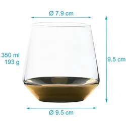 Intirilife 6x Trinkglas mit goldfarbenem Boden - 350 ml Füllmenge - Wasser Saft Glas Kristallglas Becher stoßfest