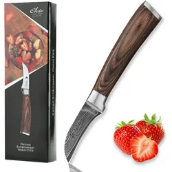 Wakoli EDIB Damast Schälmesser, Gemüsemesser 6 cm Klinge aus echtem japanischen Damaststahl mit Pakkaholzgriff