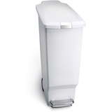 simplehuman CW1362 40 Liter schmaler Treteimer, Mülleimer Küche, Abfalleimer, Mülltrennsystem, Mülltrennung, Recycling, weißer Kunststoff 5 Jahre Garantie, Weiß