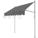 Clanmacy Klemmmarkise Klemmmarkise mit LED 200cm Balkonmarkise Markise Terrasse Balkon Grau grau 120 cm x 200 cm