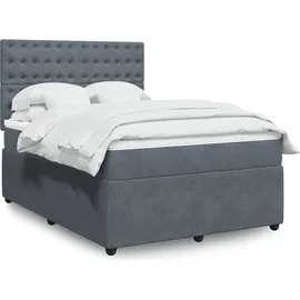 vidaXL Boxspringbett mit Matratze Dunkelgrau 140x200 cm Samt