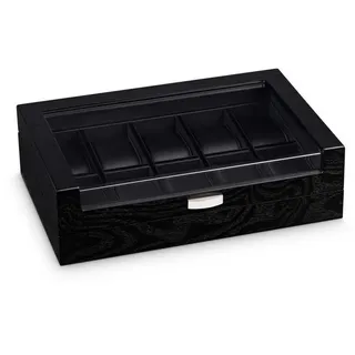 Hermann Jäckle - Uhrenbox Gündelbach I Uhren-Box für 10 Uhren I Uhrenbox Holz I Uhrenkasten matt-schwarz mit Eiche-Dekor I Uhrenaufbewahrung I Uhrenbox für Armbanduhren I Uhr-Box I Uhrenetui