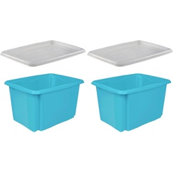 keeeper Stapelbox emil (Set, 2 Stück), mit Deckel, 44,5 x 34,5 x 27 cm, 30 Liter, 2er Set blau