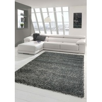 Shaggy Teppich Hochflor Langflor Teppich Wohnzimmer Teppich Gemustert in Uni Design Grau Größe 120x170 cm