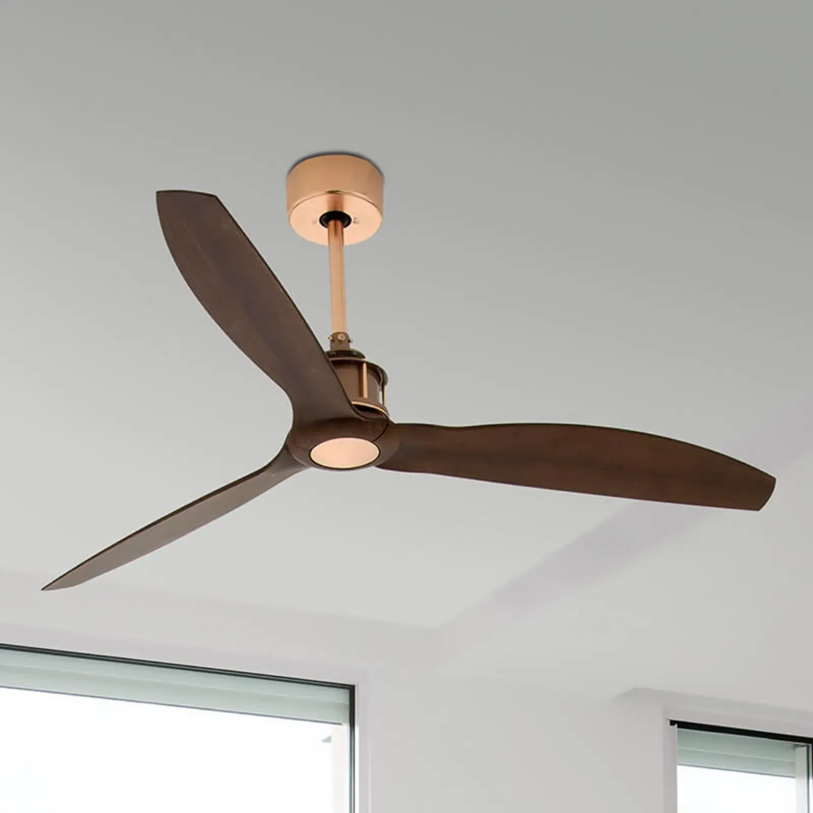 Just Fan Deckenventilator, Ø 128 cm, Kupfer/Walnuss FARO BARCELONA, Just Fan, Holz, für Wohnzimmer, Kunststoff, Modern - 64