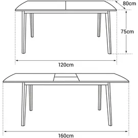 Happy Garden Ausziehbarer Tisch Helga 120 / 160cm schwarz