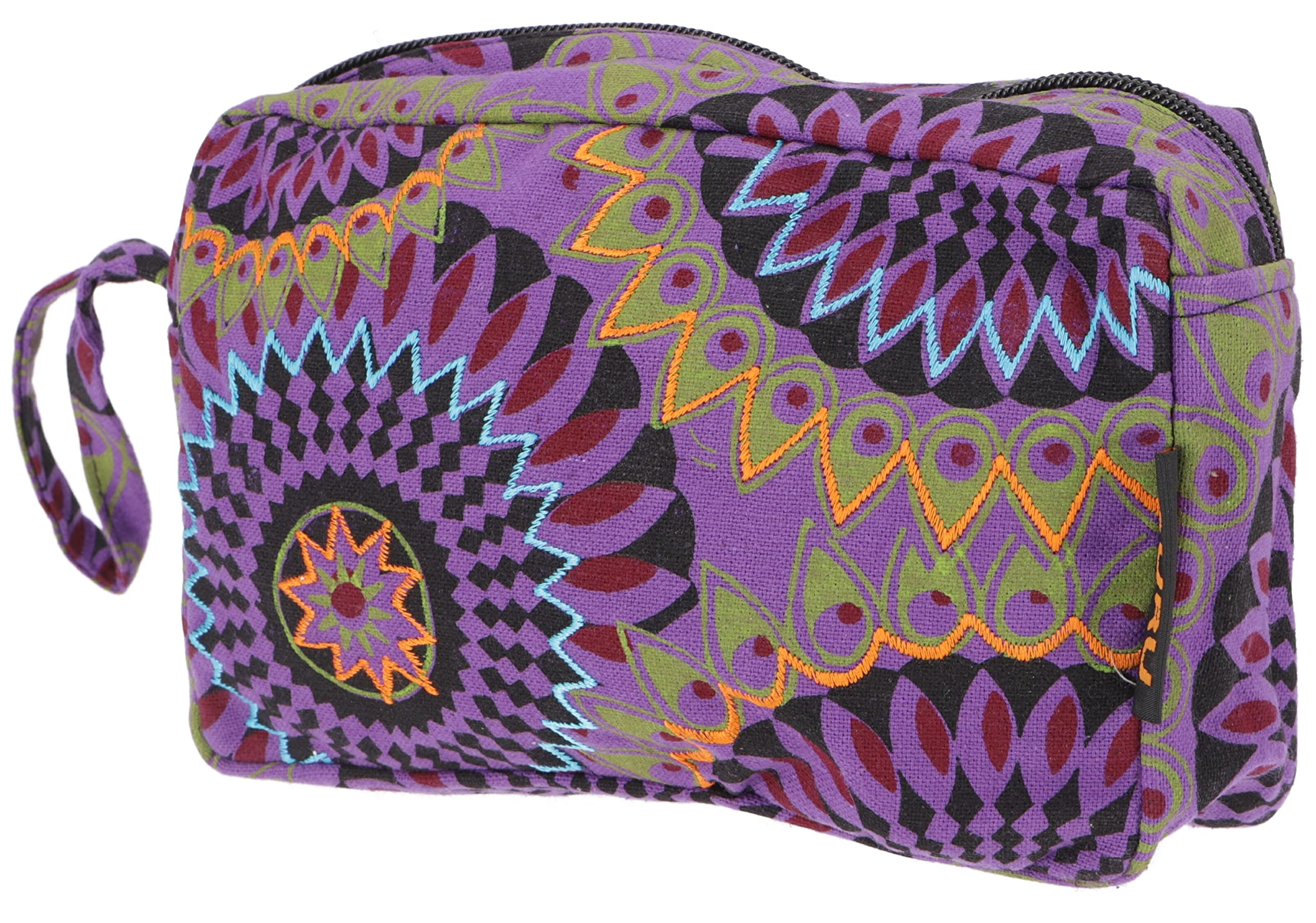 GURU SHOP Boho Kosmetiktasche, Kramtäschchen aus Nepal - Lila, Herren/Damen, Violett, Baumwolle, Size:One Size, 12x21x6 cm, Kleine Taschen für Kosmetik, Schreibzeug, Mehr