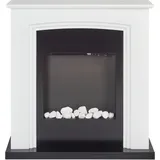 Beliani - Elektrokamin Weiß U. Schwarz Mit Led Flammeneffekt Kieselsteine Elektrischer Kamin Kaminumrandung Thermostat Heizung Für Wohnzimmer