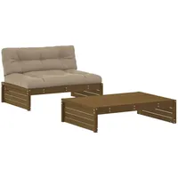 vidaXL 2-tlg Garten-Lounge-Set mit Kissen Honigbraun Massivholz Modell 1