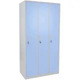 Mendler Schließfach Boston T829, Spind Wertfachschrank Schließfachschrank, Metall 3 Fächer ~ blau
