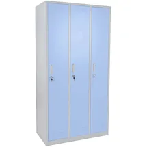 Mendler Schließfach Boston T829, Spind Wertfachschrank Schließfachschrank, Metall 3 Fächer ~ blau
