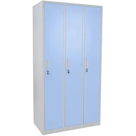 Mendler Schließfach Boston T829, Spind Wertfachschrank Schließfachschrank, Metall 3 Fächer ~ blau