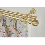 GARESA Gardinenstange GARESA "ANDREA", gold (mattmessingfarben), L:170cm Ø:20mm, Metall, Gardinenstangen, Vorhanggarnitur, verlängerbar, Endknopf Kugel lang, mit Ringen