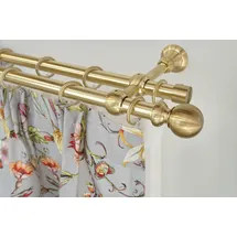 GARESA Gardinenstange GARESA "ANDREA", gold (mattmessingfarben), L:170cm Ø:20mm, Metall, Gardinenstangen, Vorhanggarnitur, verlängerbar, Endknopf Kugel lang, mit Ringen