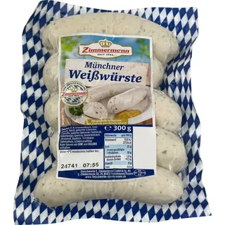 Food-United Weißwürste Packung, Münchner-Weißwürste aus Bayern von ZIMMERMANN Fleischwerke, Brühwürste passend für Brotzeit und Bier, mit P...