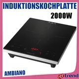 AMBIANO Induktionskochplatte 2000W LED Touch, 7 Programme, Kindersicherung