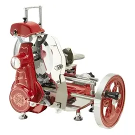 Berkel Volano B2 rot – Wunderschöne Aufschnittmaschine + Fassholzbrett Unikat