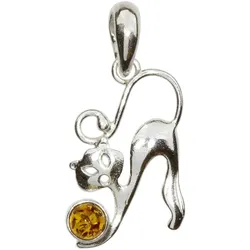 Ketten-Anhänger OSTSEE-SCHMUCK "Ostsee-Schmuck Anhänger Katze Anhänger Katze", weiß, Schmuckanhänger, Damen, 30 x 15mm, Silber 925 (Sterlingsilber), 1.2 g