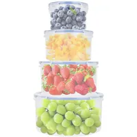 RUCUDIM Frischhaltedosen mit Deckel, 4 Teiliges Plastik Vorratsdosen Set, Plastikschüssel Rund Meal Prep Boxen Aufbewahrungsbox Snackbox Gefrierdosen Set Stapelfähig BPA-frei