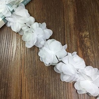 Regard 12st Blumen 3D Chiffon Cluster Blumen Spitze Blumen DIY Chiffon-Kleid-Gewebe Besatz für Nähen Hochzeit Puppe Stirnband-Crafts, weiß, wie Bild Gezeigt