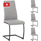 Albatros Freischwinger Stuhl TURANO 4er Set, Grau - Esszimmerstuhl Schwingstuhl mit Modernem Design, Stoff-Bezug, Dicke Polsterung - Küchenstuhl, Polster-Stuhl Esszimmer, Esstisch Stuhl