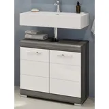 inn.furn Waschbeckenunterschrank Weiß Hochglanz Grau 60 cm Shawn