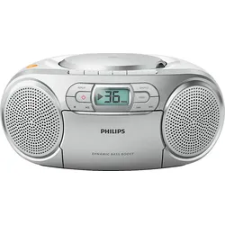 PHILIPS AZ127/12 mit Kassettendeck Radiorecorder, Silber