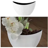 Cepewa Dekoschale │ 24x14x10cm Kunststoff weiß schwarz │ Pflanzschale in Bootsform (1 x oval weiß schwarz