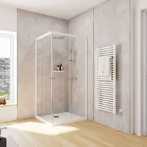 Schulte Home Corner Eckdusche mit Schiebetüren 80 x 180 cm 4 mm Sicherheitsglas weiß