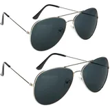 com-four® 2X Fliegerbrille - dunkle Pilotenbrille - Polizei-Sonnenbrille als Kostümzubehör mit getönten Gläsern für Fasching, Mottoparty - Verkleidungs-Accessoire Gangster (2 Stück - Pilot)