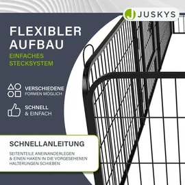 Juskys Welpenauslauf 8-teilig Metall Schwarz 160 cm x 160 cm x 60 cm