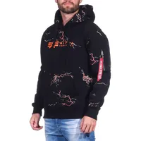 Alpha Industries Lightning AOP Hoody Kapuzensweat für Herren Black/Orange