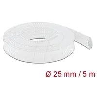 DeLock Geflechtschlauch dehnbar, 5m x 25mm, weiß Polyester 5