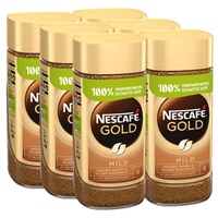 NESCAFÉ GOLD Mild, löslicher Bohnenkaffee, Instant-Kaffee aus erlesenen Kaffeebohnen, koffeinhaltig, 6er Pack (6x200g)
