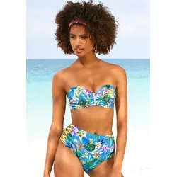 Venice Beach Bügel-Bandeau-Bikini-Top »Hanni«, mit tropischem Print und gelben Details Venice Beach blau-bedruckt 40