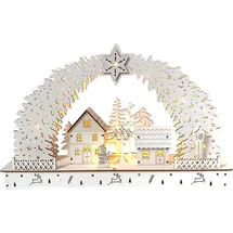 Hti-Living Schwibbogen Leuchtbogen in modernem Weiß Weihnachtsdorf