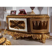 Casa Padrino Luxus Barock TV Schrank Weiß / Dunkelbraun