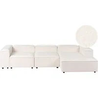 Beliani Modul Ecksofa 4-Sitzer ARDAL Bouclé Cremeweiß linksseitig