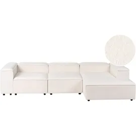 Beliani Modul Ecksofa 4-Sitzer ARDAL Bouclé Cremeweiß linksseitig