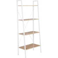 Standregal Leiterregal Bücherregal Mit 4 Ablagen, Für Wohnzimmer, Schlafzimmer Hochregal Dunkelbuche 60x35x148 Cm, Hell Eiche+weiß - Woltu