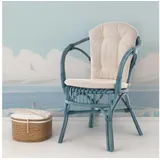 Krines Home Relaxsessel Klassischer Flecht-Sessel im skandinavischem Stil/Korbstuhl mit Kissen, aus Natur-Rattan blau