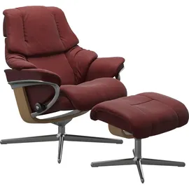 Stressless Relaxsessel STRESSLESS "Reno", rot (cherry paloma), B:79cm H:99cm T:75cm, Leder PALOMA: PALOMA ist ein durchgefärbtes Semianilin-Möbelleder mit natürlicher Narbung., Sessel, Relaxsessel, mit Cross Base, Größe S, M & L, Holzakzent Eiche