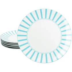 Split türkis 6x Speiseteller Ø27cm Porzellan 6 Pers. Platte Essteller Streifen