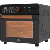 HOMCOM 3 in 1 Minibackofen mit Umluft, Frittierkorb, Timer, 40 °C-220 °C, 20L Mini Ofen mit Grillrost, Backblech, Krümelblech   Aosom