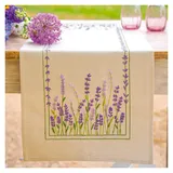 Vervaco Tischläufer Plattstich Stickpackung Lavendel, Stickbild gedruckt, 35x95cm