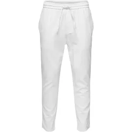 Only & Sons Schlupfhose ONSLINUS CROP 0007 COT LIN PNT NOOS Baumwolle mit Leinen, Gummizug und Kordel weiß S