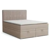 Deine Möbel 24 Boxspringbett DAGA Boxbett Polsterbett Komplettbett Bett mit einer Matratze H4 (Taschenfederkernmatratzen 7 Zonen H4 Grau Hellgrau Schwarz Anthrazit Beige Samt Velour, 3-St., Taschen-federkernmatratze 7 Zonen H4 PREMIUM Bett), inkl Topper, Bettkasten 120x200 140x200 160x200 180x200 200x200 beige|braun