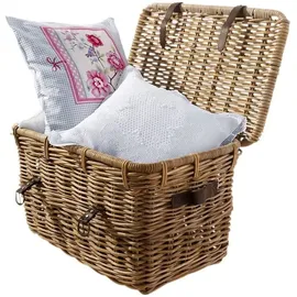Hofmann Living And More Organizer Truhe Kubu-Rattankorb Aufbewahrungskorb zum Aufklappen 60 x 40 x 38 cm braun